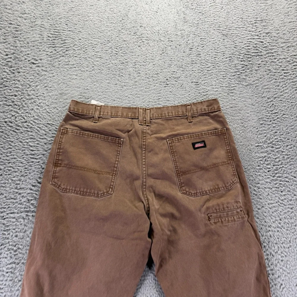 Dickies Pant Mens 36x33 Brown Cotton Canvas Carpenter Straight Utility Workwear